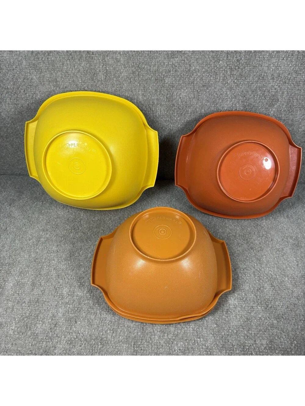 Vintage Tupperware 10 Servalier Bowls 886, 836, 838, w/Lids Orange & Yellow